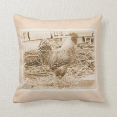 Vintage Style Rooster Photograph Throw Pillow