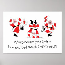 Vintage Style Santa Claus Excited About Christmas Print