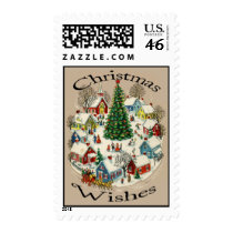 Vintage-Style Small Town Christmas Stamp