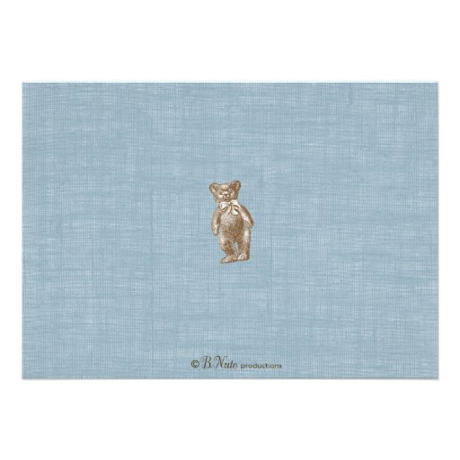 Vintage Style Teddy Bear Picnic Invitation - Blue