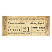 Vintage Style Wedding Ticket Invitation