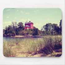 Vintage Summer Beach Lighthouse mousepads