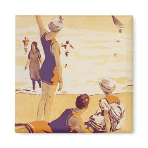 Vintage Summertime at the Beach Magnets