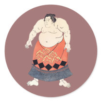 Vintage Sumo Wrestler Round Sticker