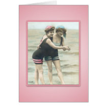 Vintage Sun Bathers Beach Card