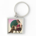 Vintage Sun Bathers Beach Keychain