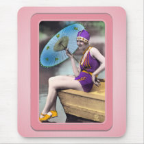 Vintage Sun Bathers Beach Mousepad