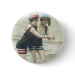 Vintage Sun Bathers Beach Round Button