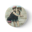 Vintage Sun Bathers Beach Round Button