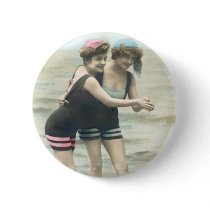 Vintage Sun Bathers Beach Round Button