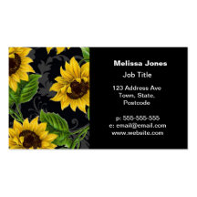 Vintage sunflower pattern business card templates