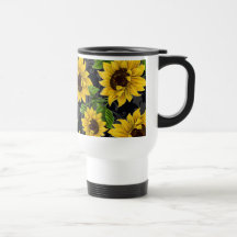 Vintage sunflower pattern coffee mugs