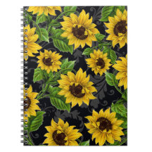 Vintage sunflower pattern note books