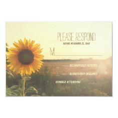 vintage sunflower wedding RSVP cards Announcement