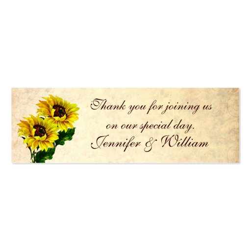 Vintage Sunflowers Custom Wedding Favor Tags Business Cards