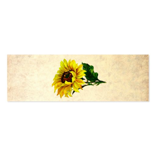 Vintage Sunflowers Custom Wedding Favor Tags Business Cards (back side)