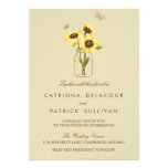 Vintage Sunflowers on Mason Jar Wedding Invitation