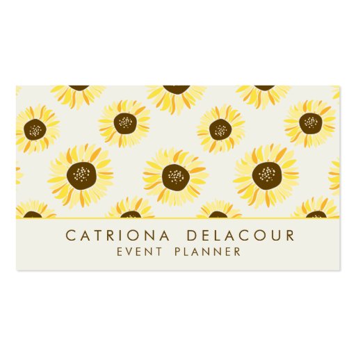 Vintage Sunflowers Pattern Business Card (front side)