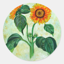 Vintage Sunflowers Round Sticker