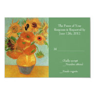 vintage sunflowers wedding RSVP card Announcements
