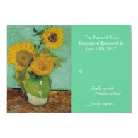 vintage sunflowers wedding RSVP card Personalized Invites