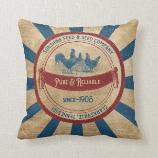Vintage Sunshine Feed Chickens Advertisement Throw Pillow