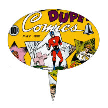 Vintage Super Hero Comic Oval Cake Topper