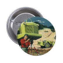 Vintage Surveyor on a Construction Site Pinback Buttons