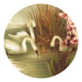 Vintage Swans Envelope Seal Sticker sticker