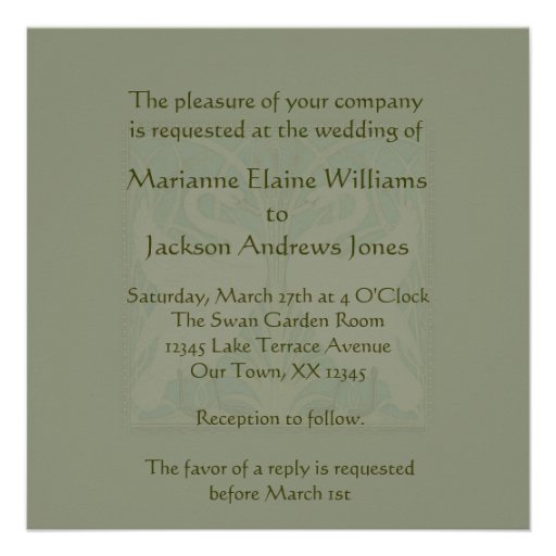 Vintage Swans Square Wedding Invitation
