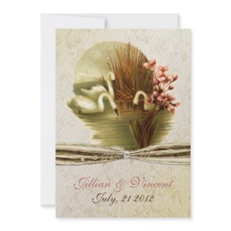 Vintage Swans Wedding Invitation invitation