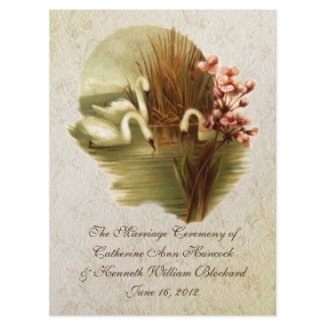Vintage Swans Wedding Program invitation