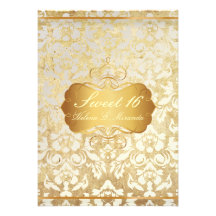 Vintage Sweet 16/ princess/pearl damask Personalized Invite