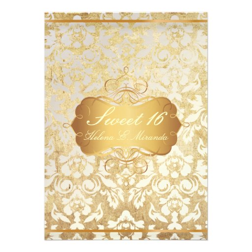 Vintage Sweet 16/ princess/pearl damask Personalized Invite