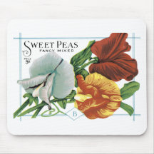 Vintage Sweet Peas Seed Packet Mousepad