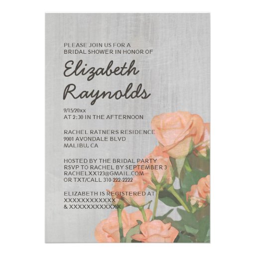 Vintage Sweetheart Roses Bridal Shower Invitations