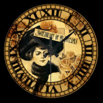 Vintage Sweetheart Sheet Music Art wall clocks