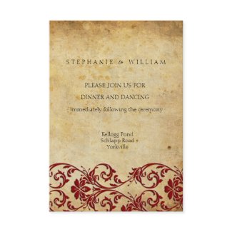 Vintage Swirl Damask Wedding Reception Card invitation