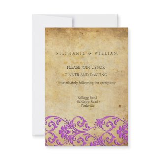 Vintage Swirl Damask Wedding Reception Card invitation