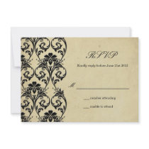 Vintage Swirl Damask Wedding RSVP Announcements