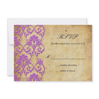 Vintage Swirl Damask Wedding RSVP invitation