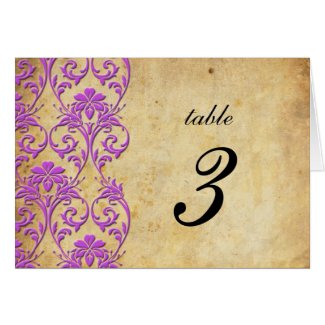 Vintage Swirl Damask Wedding Table Number card