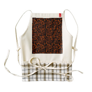 Vintage Swirl Floral Orange Black Zazzle HEART Apron