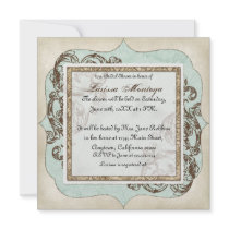 Vintage Swirl Flourish Etchings Floral Wedding Invitation