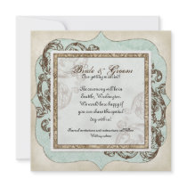 Vintage Swirl Flourish Etchings Floral Wedding Personalized Announcements