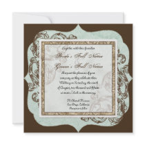 Vintage Swirl Flourish Etchings Floral Wedding Custom Announcements