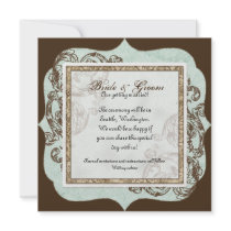 Vintage Swirl Flourish Etchings Floral Wedding Personalized Invitation