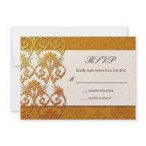 Vintage Swirl Gold Lace Wedding RSVP Custom Invitations