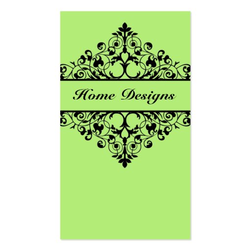 Vintage Swirl Lime Green Business Card (front side)