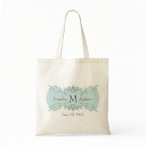 Vintage Swirl Monogram Names Date Wedding Tote Bag